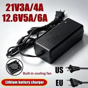 배터리 팩 충전기 12.6V 6A 5A 21V 4A 3A 고속 충전 전동 공구용 5s 18V 이온 EU US 플러그
