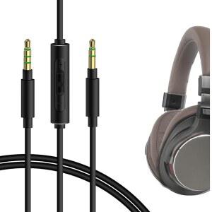 마이크 포함 GEEKRIA 오디오 케이블 ATH-M50XBT2 /SR5와 호환 파이오니어 SE-MS7BT 헤드폰 1/8인치(3.5MM) ~ 3.5MM 교체 스테레오 코드 인라인 (4피트 / 1.2M)