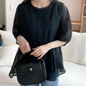 여성 여름 이우 프릴 반팔 정장 빅사이즈 블라우스