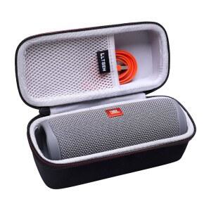 LTGEM 케이스 JBL 플립 7/5/6 / 그립 방수 휴대용 블루투스 스피커 사무용 하드 쉘 여행용 보관 가방 - 블랙+그레이(케이스 전용)