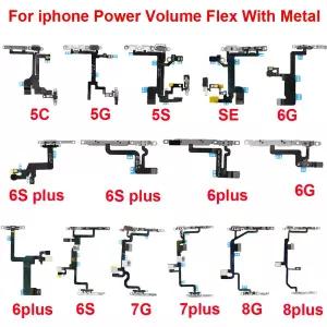 1pcs iPhone 6 6s 7 8 Plus 음소거 스위치 전원 볼륨 버튼 플렉스 케이블 용 금속 홀더가있는