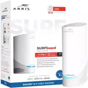 Arris Surfboard S33 DOCSIS 3.1 멀티 기가 케이블 모뎀 2.5Gbps 이더넷 포트 Xfinity Cox Spectrum과 함께