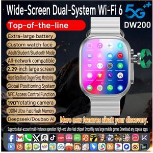 새로운 남성 여성용 스마트워치 2.29인치 DW200 Pro 스마트 워치(회전식 카메라 포함) GPS WIFI Google Play 스토어 터치 ID 256GB 스토리지