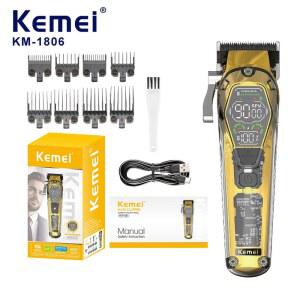 Kemei KM-1806 투명 바디 전문 이발기 3단 속도 조절 가능 충전식 남성용