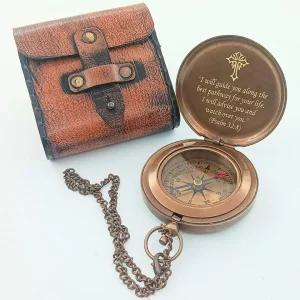 DAYOL X 시편 32 8 각인된 개인화된 나침반 - 남학생을 위한 세례 선물 첫 성찬식 최고의 졸업 대학 종교