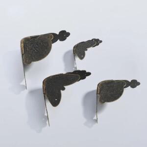 4개 세트 레트로 홈 인테리어 건축 자재 앤티크 박스 직각 대형 철제 나비 모양 가방 코너 하드웨어 액세