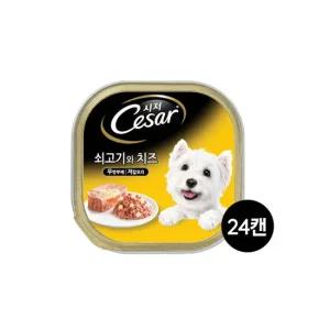 시저 강아지캔 1세이상 쇠고기와 치즈 100g 24개