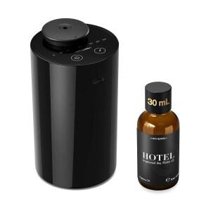 리츠-C.에서 영감을 받은 30mL 호텔 향수 오일이 포함된 에어버사 워터리스 에센셜 오일 디퓨저 스타터 키트 배터리 작동 차량 가정용 휴대용 아로마 네뷸라이저 AN6Kit-B 블랙