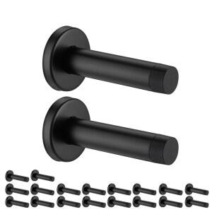 JQK 도어 스토퍼 블랙 304 스테인리스 스틸 두께 1mm 사운드 댐핑 스톱 범퍼 월 프로텍터 20팩 매트 DSB5-PB-P20