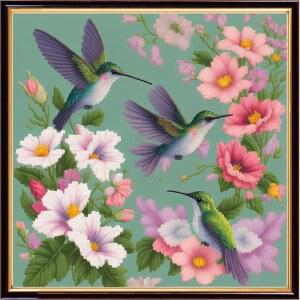 초보자를 위한 레드싱 스탬핑 십자수 키트 자수 다양한 패턴 스타터 DIY 프린트 바늘 포인트 11CT-버드 플라워 17.7x17.7인치