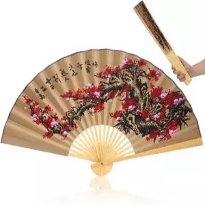 키치보 자이언트 팬 월 장식 동양 풍수벽 부채 꽃 중국 전통 배경 걸이 결혼식 사진 스튜디오 소품 35.43 X