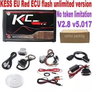 KESS V2.80 EU 빨간색 KTAG V5.017 4 LED 2.25 SW 온라인 무제한 KESS K-TAG 7.020 마스터 5.017 OBD2 Tric