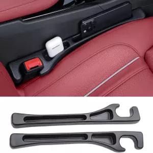 AMZAUTO 카시트 갭 필러 2팩 수납형 유니버설 정리함 오토 SUV 트럭 인테리어 액세서리용 안티 드롭 블랙