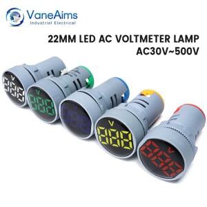 AC30-500V 전압계 VaneAims 라운드 패널 LED 전자 화면 아날로그 220V 미니 테스터 감지기 게이지 전기
