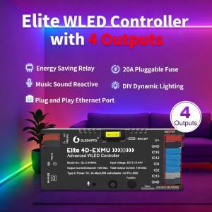 GLEDOPTO  쿼드 채널 RGB 컨트롤러 이더넷  WiFi 32 코어 음성 제어 음악 반응형 조명 DIY 프로젝트용