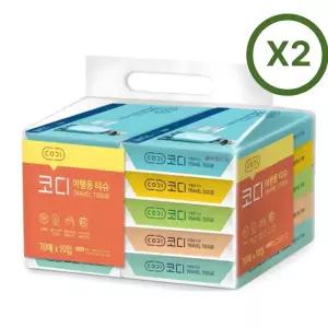 코디 휴지 여행 캠핑 차량용 휴대용티슈 70매 10입 2팩