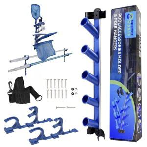AquaMate Oasis Swimming Pool Accessories Holder Fence Hooks for Equipment Organizer tool storage rack Skimmer Pole Hanger Maintenance Vacuum hose Poles