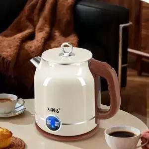 레트로 전기 주전자 316 스테인리스 스틸 1500W 빠른 가열 물 끓이기 보일러 이중벽 방지 대용량 티포트