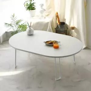 친절한탄씨 흰색 타원형 좌식 테이블 접이식 거실 원룸 인테리어 다용도 미니 밥상 좌식테이블