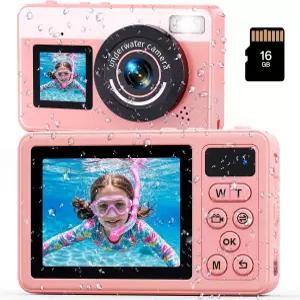 맥스망고 D70 4K 수중 디지털 카메라 - 48MP 10피트 스노클링용 방수 듀얼 스크린 셀피 컴팩트 플로터블