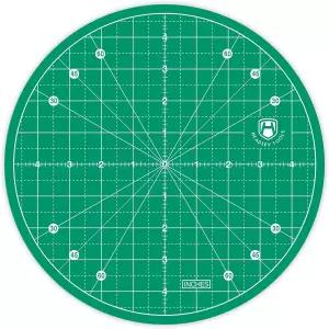 헤드리 툴스 10 x10 원형 회전 도마 360도 및 미끄럼 방지 베이스가 있는 셀프 힐링 매트 패브릭 퀼팅 가죽