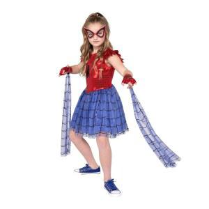 MARVEL Spider-Man Official Youth Halloween Dress - Premium Quality Printed with Fabric Half Mask