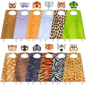 Vertintong 12 Set S ri Animal Mask and Capes Jungle Theme Party favors Cosplay Wild Birthday Decorations Costumes Dress Up for Supplies