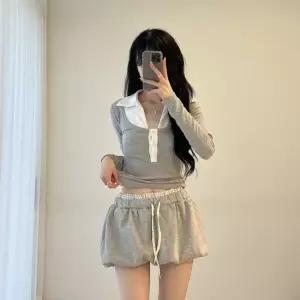 옷자락 여자 레이어드 체크 배색 벌룬 러블리 호박 미니스커트