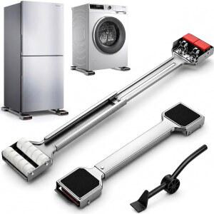 Appliance Rollers Heavy Duty Extendable Widened Sliders Swivel Wheels and Anti-Slip Column Feet&Lifter Lever Tool Easily Move Washer Dryer Machines Furniture Refrigerators Base Stand