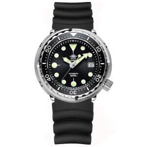 남성용 ADDIVE 41MM 대형 페이스 다이브 시계 NH35A 다이버 300M 야광 사파이어 크리스탈 MY-H5 블랙 고무 스트랩