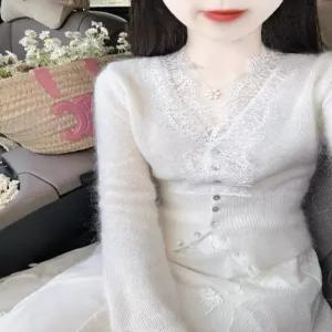 레이스 가디건 니트 카디건 브이넥 데이트룩 루즈핏