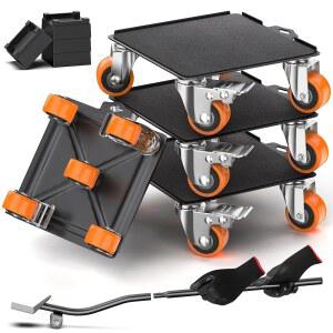 2000 lb Capacity - Heavy Duty Furniture Movers with Wheels and Moving Dolly Includes Lifter Jacks Tool Set Gliders Sliders 5 Rollers Casters Cart. Easily Move Piano Equipment