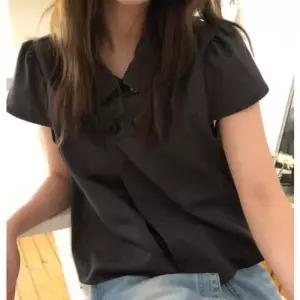세미크롭 포켓 카라 반팔셔츠 여성 린넨 남방