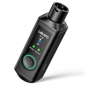 LEKATO XLR 블루투스 수신기 BT 5.3 48KHZ / 24비트 믹싱 콘솔 책상 오디오 믹서 PA 스피커 DJ 시스템 165피트 범위 15시간 배터리 수명(모노용 1팩)