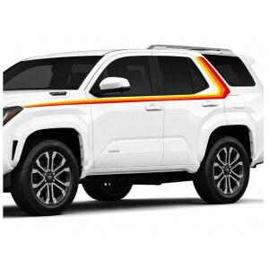 BENINI DESIGN STUDIO Side Vintage Retro 3-Color Racing Stripes Decal Kit Stickers Compatible with 2025 Toyota 4-Runner 4Runner Base and TRD More - Graphics Self Adhesive (Red /Orange /노랑)