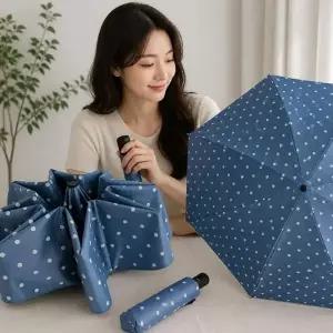 도트 땡땡이 암막 접이식우산 경량 양산 접는 우산