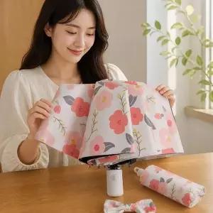 ( )플라워 패턴 3단 접이식 양우산 자외선차단 자동우산