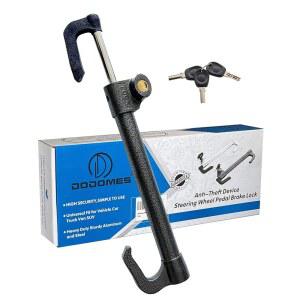 Steering Wheel Lock Anti-Theft Car Device Pedal Brake Retractable Double Hook Security Products Universal Fit Golf Cart /Truck /SUV /Van with 3 Keys Flower Grey