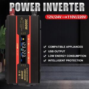 EU 소켓 전원 인버터 DC 12V 24V AC 220V 사인파 1500W/2000W/2600W 변환기 전압 조정기 키트