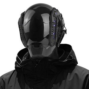 미래형 헬멧 LED 펑크 마스크 - 남성 사이드 라이트가 있는 공상과학 하프 헤드 코스프레용 쿨 DJ 할로윈
