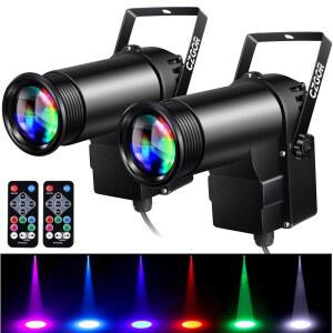 Pinspot Light 15W DMX 2 Pack Czgor RGBW Disco Ball Lights with Remote Control DMX512 Sound Activated Pin Spotlight for Party Wedding DJ Shows