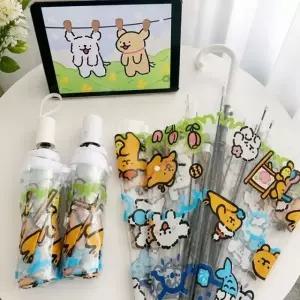 (사이즈 장우산)퍼피 비닐 장우산 3단 접이식 우산 장마철 투명 여름 장마 대비