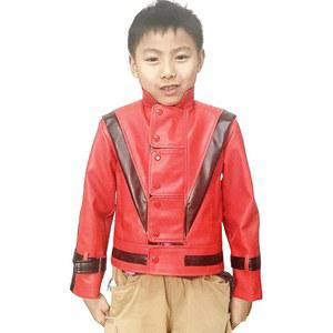 Red PU Leather Jacket Costumes for Boys Girls Zip-Up Coat Halloween Christmas