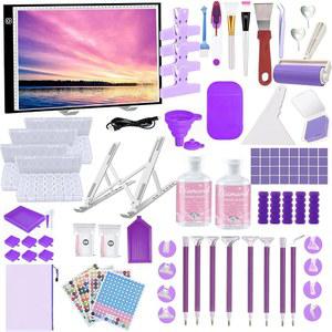 NLXCXUCY 244Pcs Diamond Art Accessories Kit All-Inclusive Painting Tool Set with A3 Light Pad Sealer Glue Correction Pens Storage Box for DIY Craft