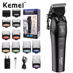 저소음이발기 바리깡 Kemei 전문 이발기 충전식 무선 전기 헤어 트리머 커팅 머신 남성용 커터 9000RPM