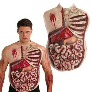 PUIWNON Bloody Intestine Torso Chest Fake Guts Zombie Costume with Dead Body Parts Props for Halloween Cosplay Haunted House Decorations