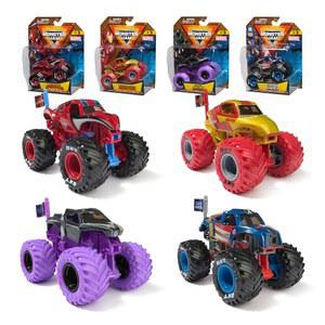 Monster Jam Marvel 4-Pack of 1:64 Scale Die-Cast Trucks Spider-Man Iron Man Captain America & Black Panther Toys for Boys and Girls