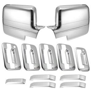 X AUTOHAUX Car Exterior Chrome Plated Mirror Cover 4 Door Handle Tailgate Cap Overlay for Lincoln Mark LT 2006-2008 Ford F150 2004-2008