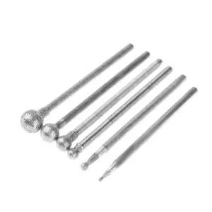 6Pcs 다이아몬드 구형 연마 그라인딩 헤드 장착 포인트 Dremel 로타리 도구 용 그라인딩 비트 F 바늘 2.35m
