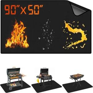 야외 그릴용 OFASIZEN 90 x 50 인치 대형 언더 매트 양면 방화 방수 바비큐 실내 불 구덩이/난로 데크용